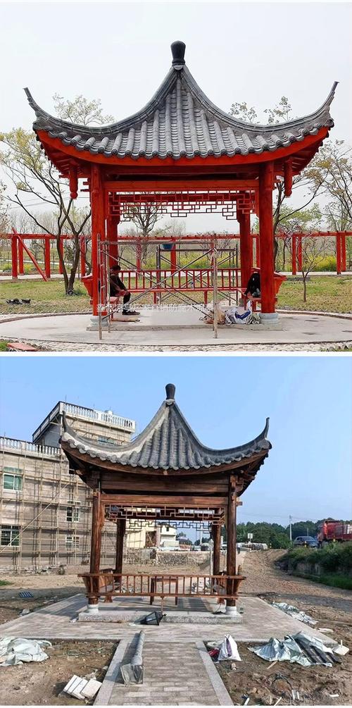 四角涼亭小青瓦亭子防腐木亭上門(mén)安裝鑫派園林古建工程